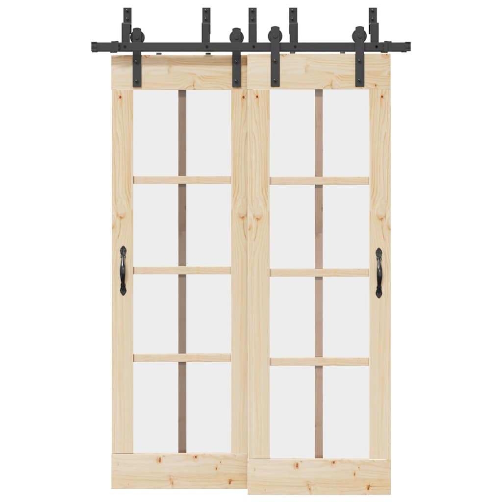 Schiebetürbeschlag-Set 213,5 Cm Stahl Schwarz