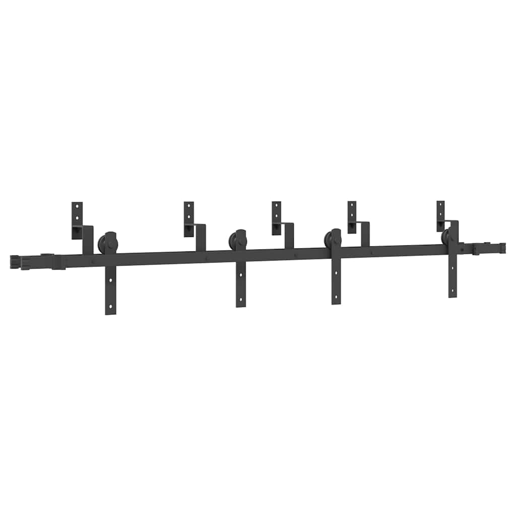 Schiebetürbeschlag-Set 213,5 Cm Stahl Schwarz