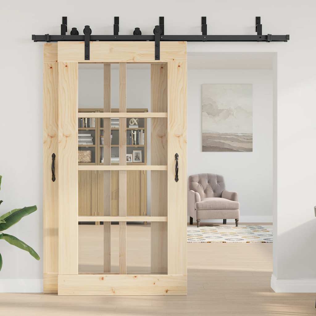 Schiebetürbeschlag-Set 213,5 Cm Stahl Schwarz