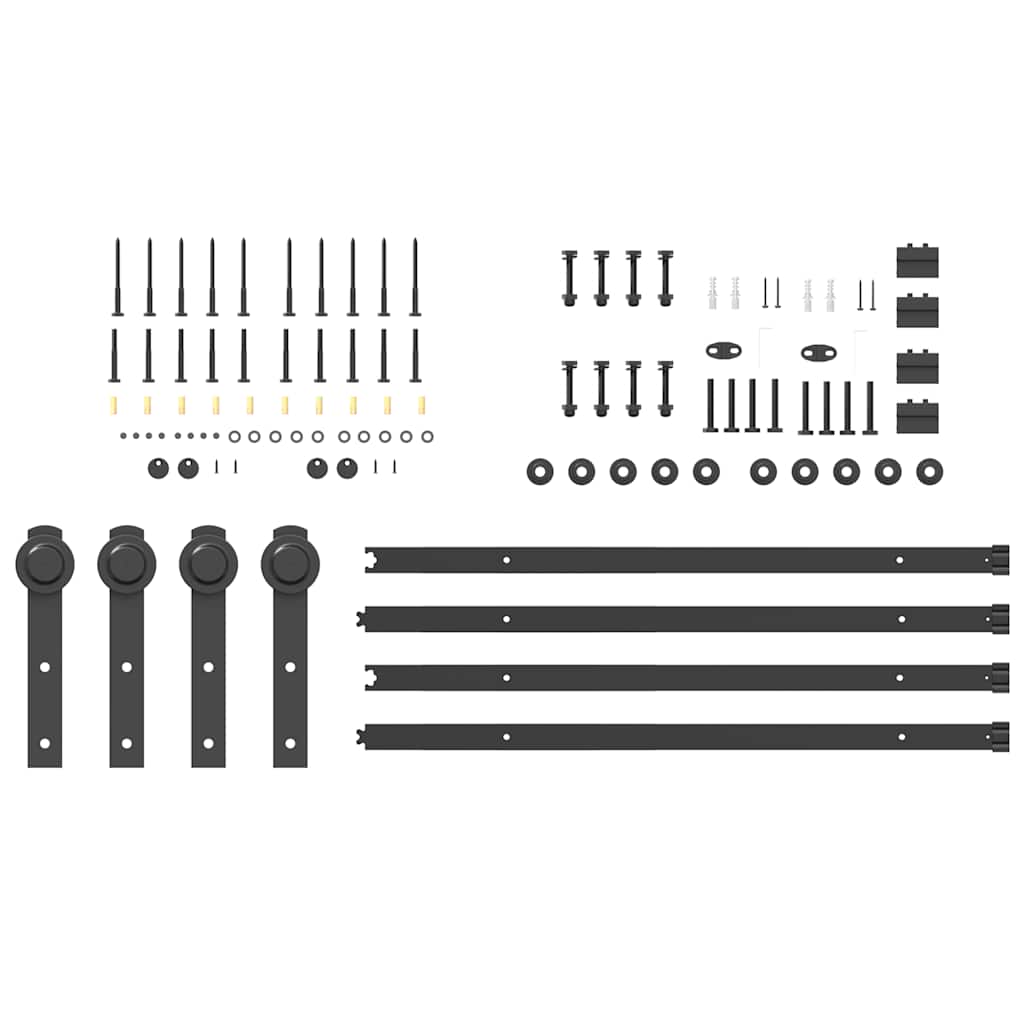 Schiebetürbeschlag-Set 213,5 Cm Stahl Schwarz