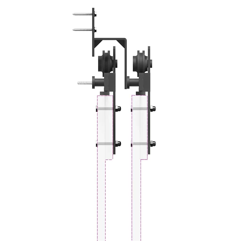 Schiebetürbeschlag-Set 213,5 Cm Stahl Schwarz