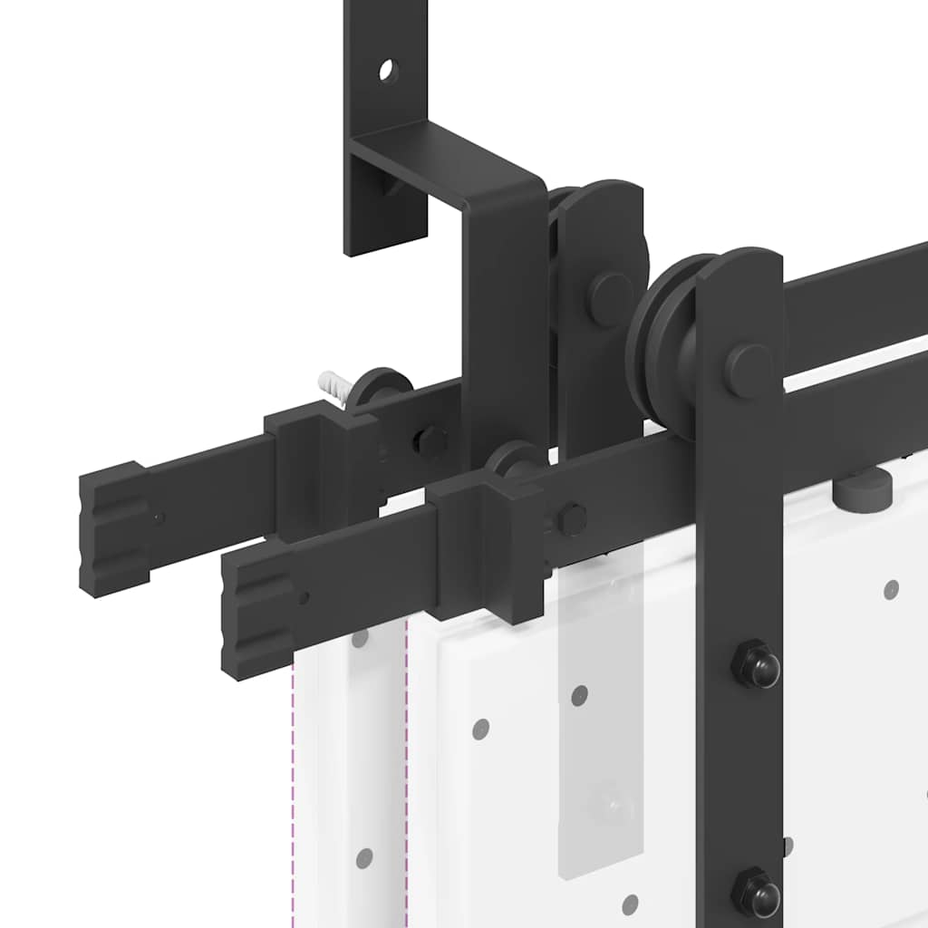 Schiebetürbeschlag-Set 213,5 Cm Stahl Schwarz