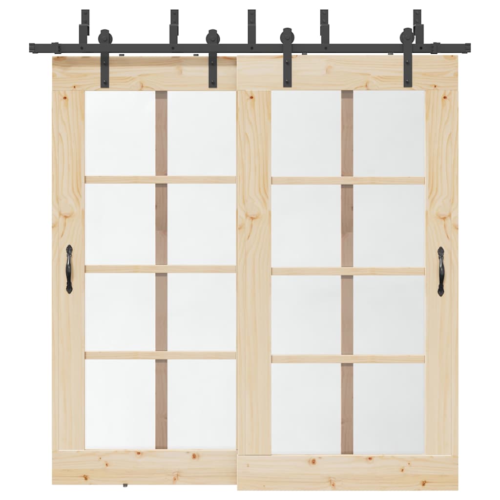 Schiebetürbeschlag-Set 213,5 Cm Stahl Schwarz