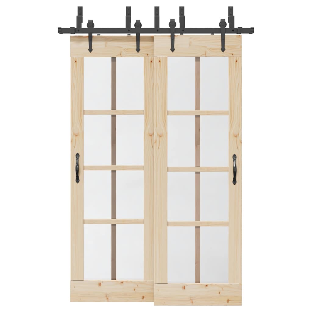 Schiebetürbeschlag-Set 305 Cm Stahl Schwarz