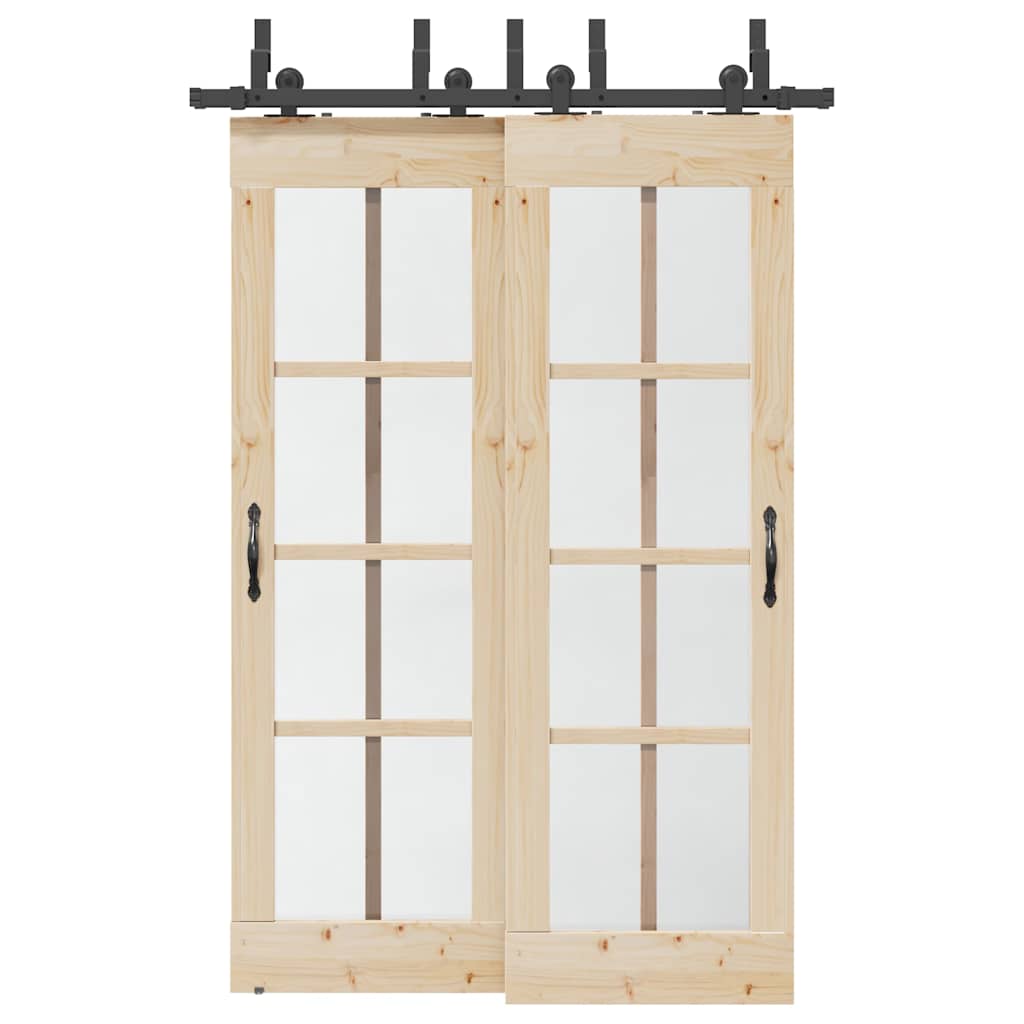 Schiebetürbeschlag-Set 305 Cm Stahl Schwarz