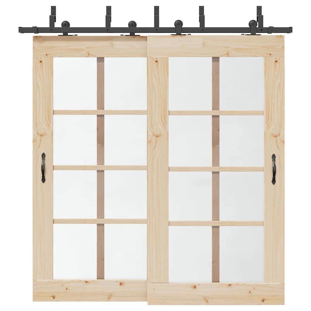Schiebetürbeschlag-Set 305 Cm Stahl Schwarz