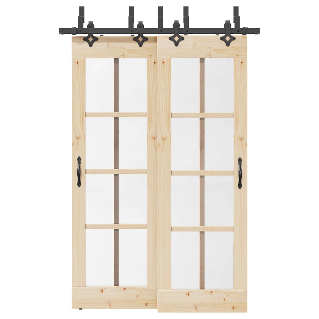 Schiebetürbeschlag-Set 213,5 Cm Stahl Schwarz