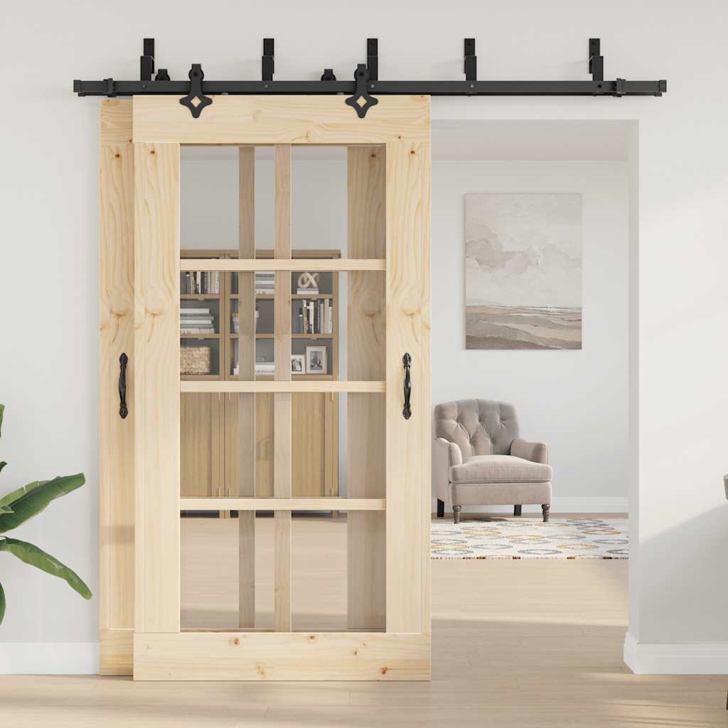 Schiebetürbeschlag-Set 213,5 Cm Stahl Schwarz