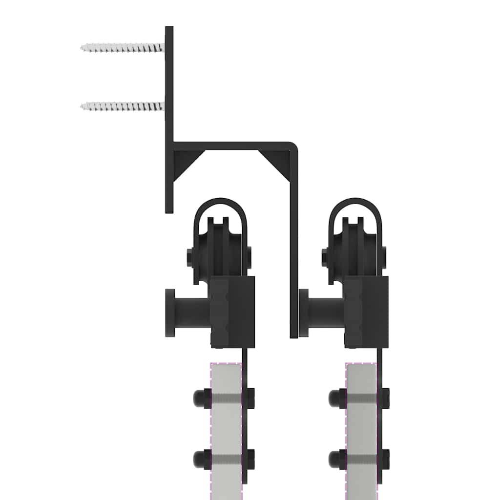 Schiebetürbeschlag-Set 213,5 Cm Stahl Schwarz