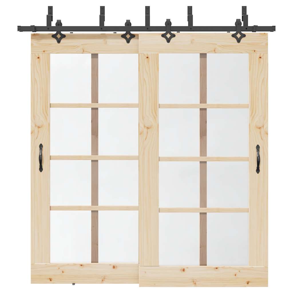Schiebetürbeschlag-Set 213,5 Cm Stahl Schwarz
