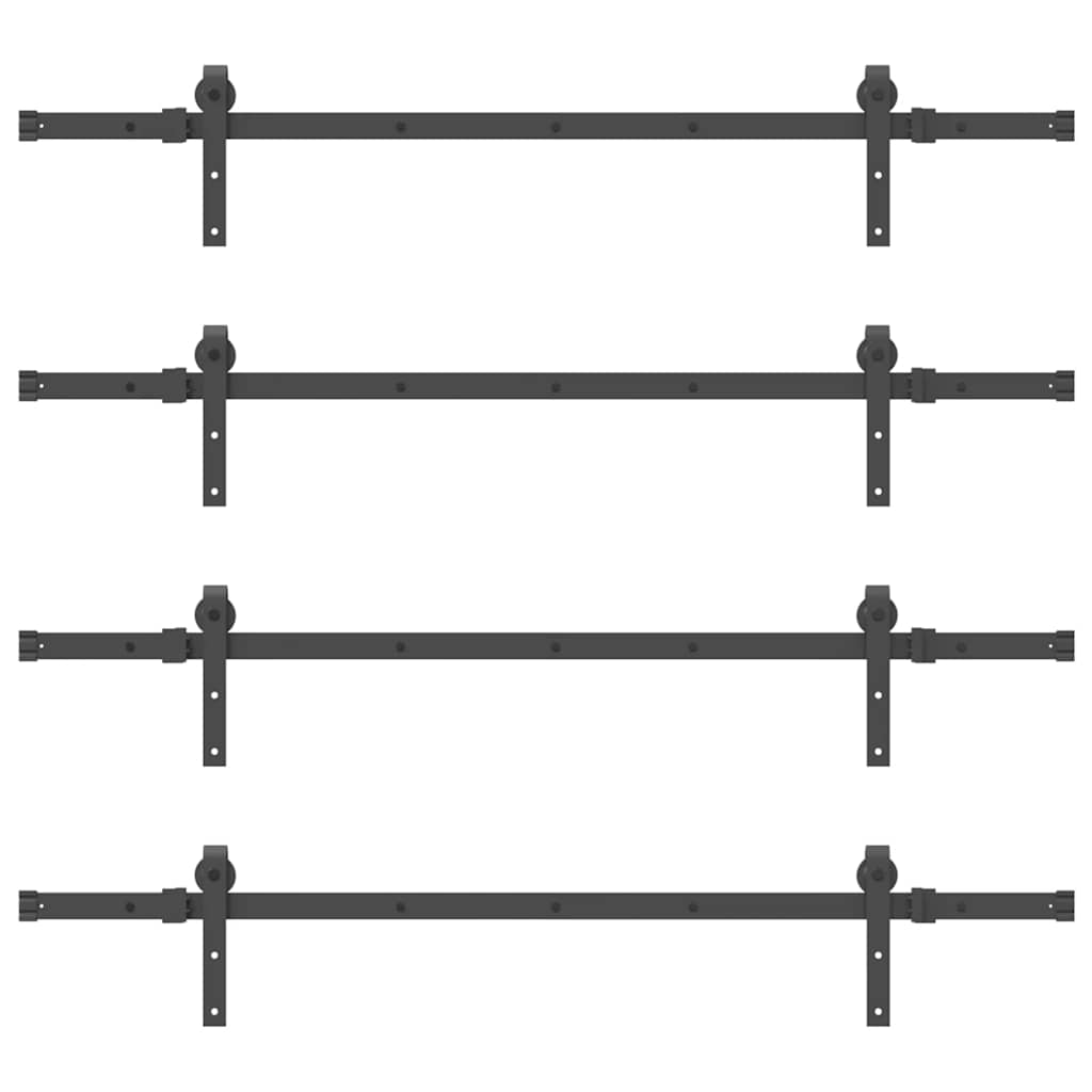 Schiebetürbeschlag-Set 305 Cm Stahl Schwarz