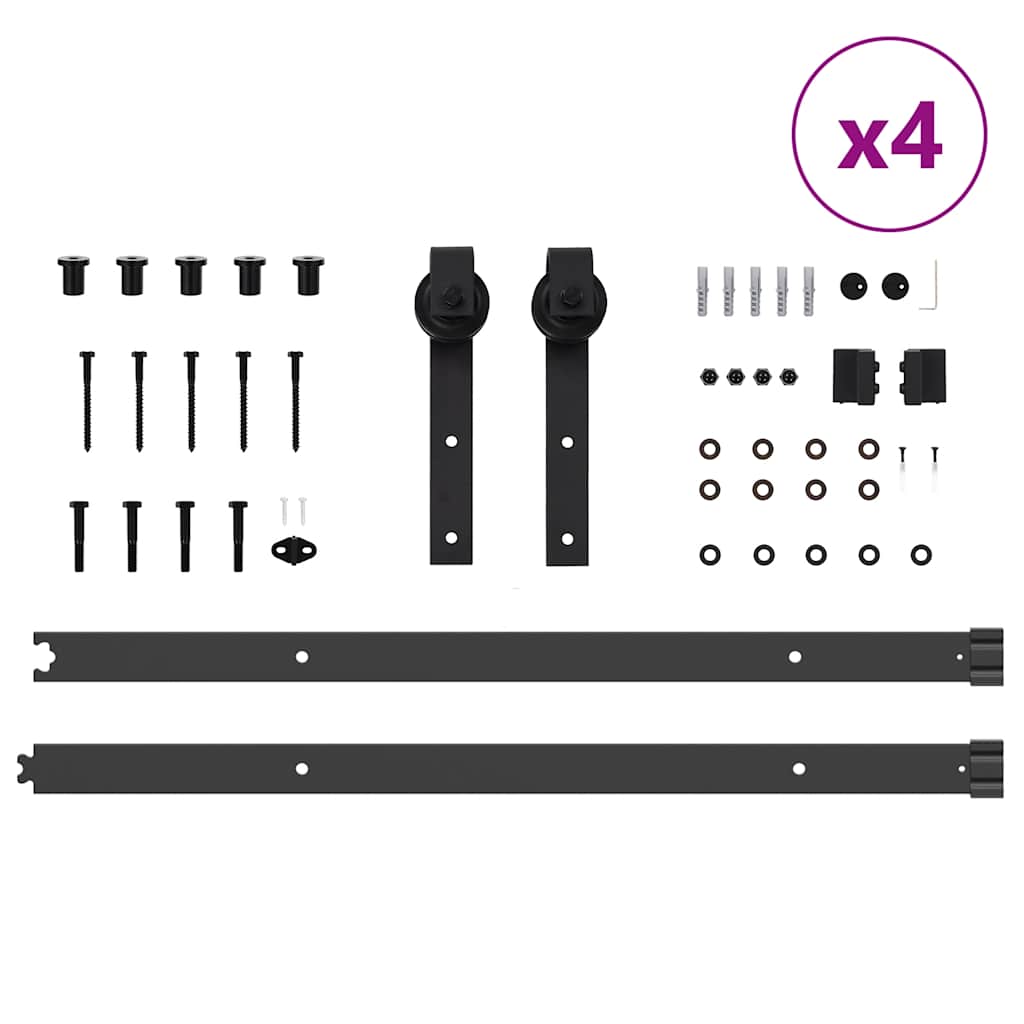 Schiebetürbeschlag-Set 305 Cm Stahl Schwarz