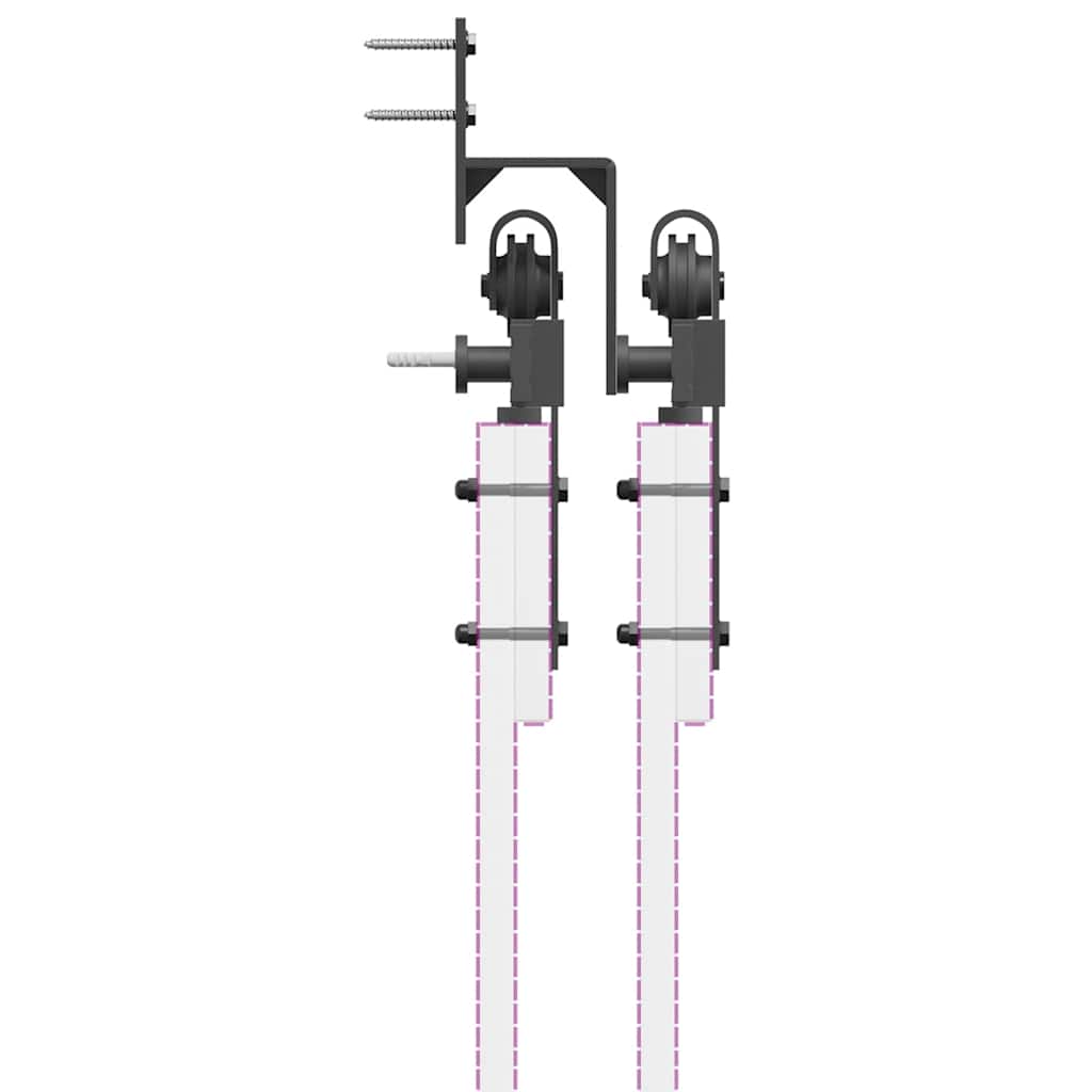 Schiebetürbeschlag-Set 305 Cm Stahl Schwarz