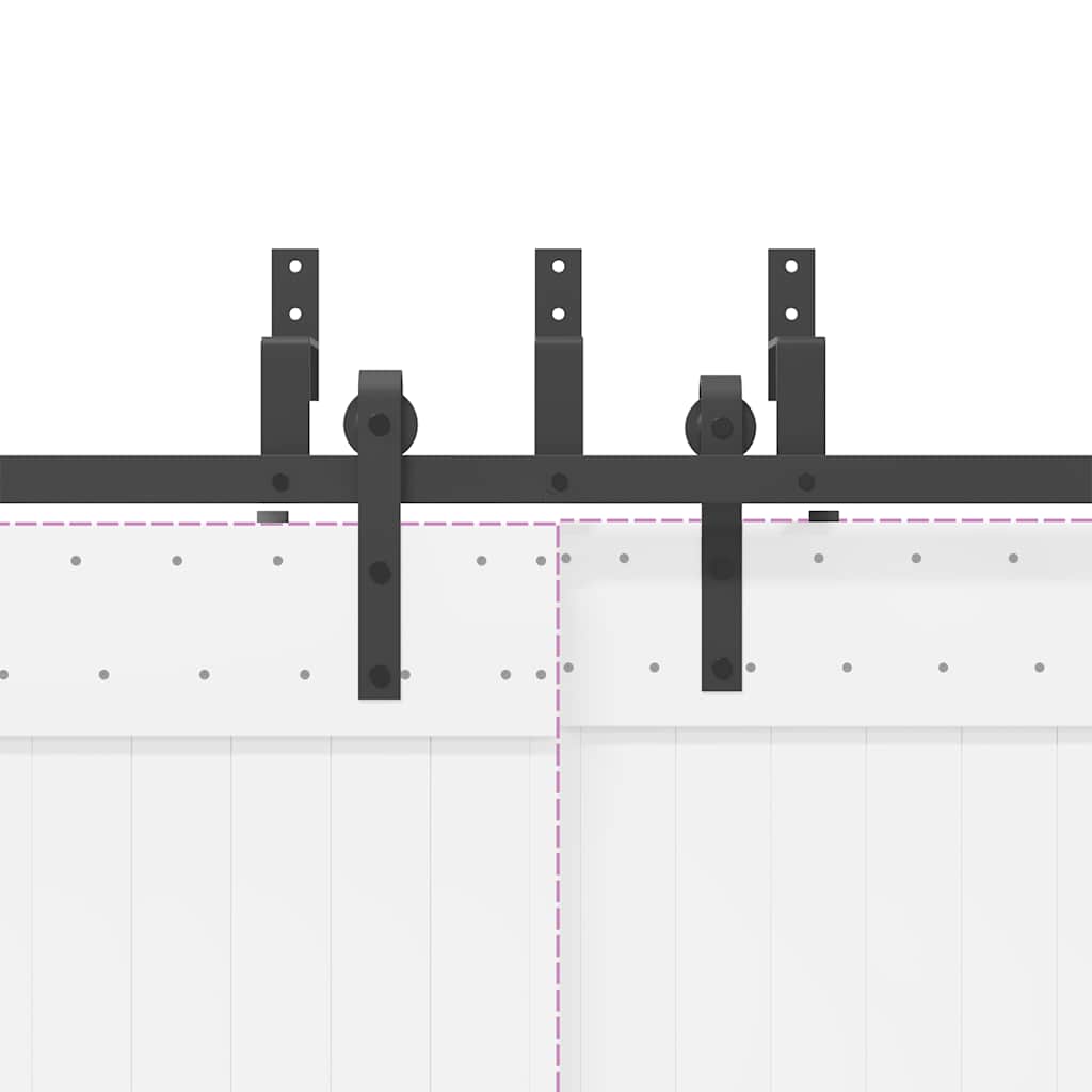 Schiebetürbeschlag-Set 305 Cm Stahl Schwarz