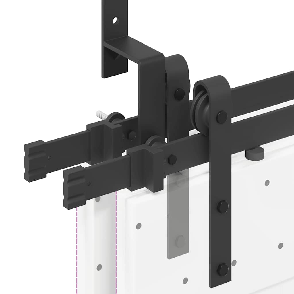 Schiebetürbeschlag-Set 305 Cm Stahl Schwarz