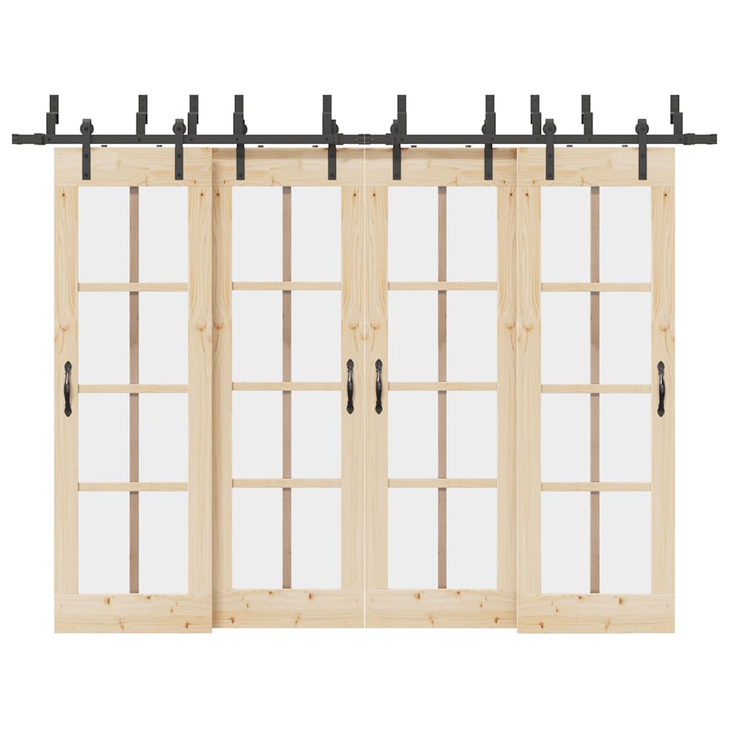 Schiebetürbeschlag-Set 305 Cm Stahl Schwarz