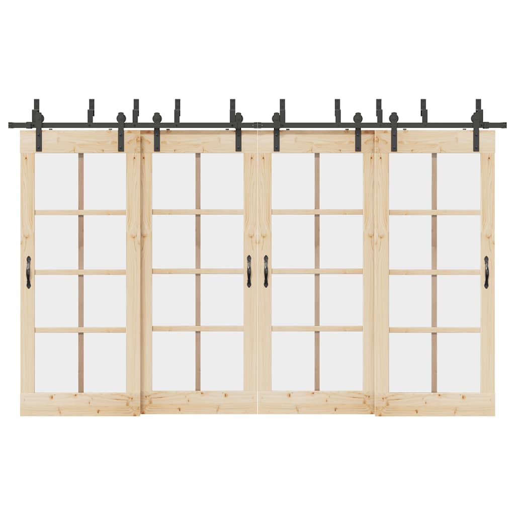 Schiebetürbeschlag-Set 213,5 Cm Stahl Schwarz