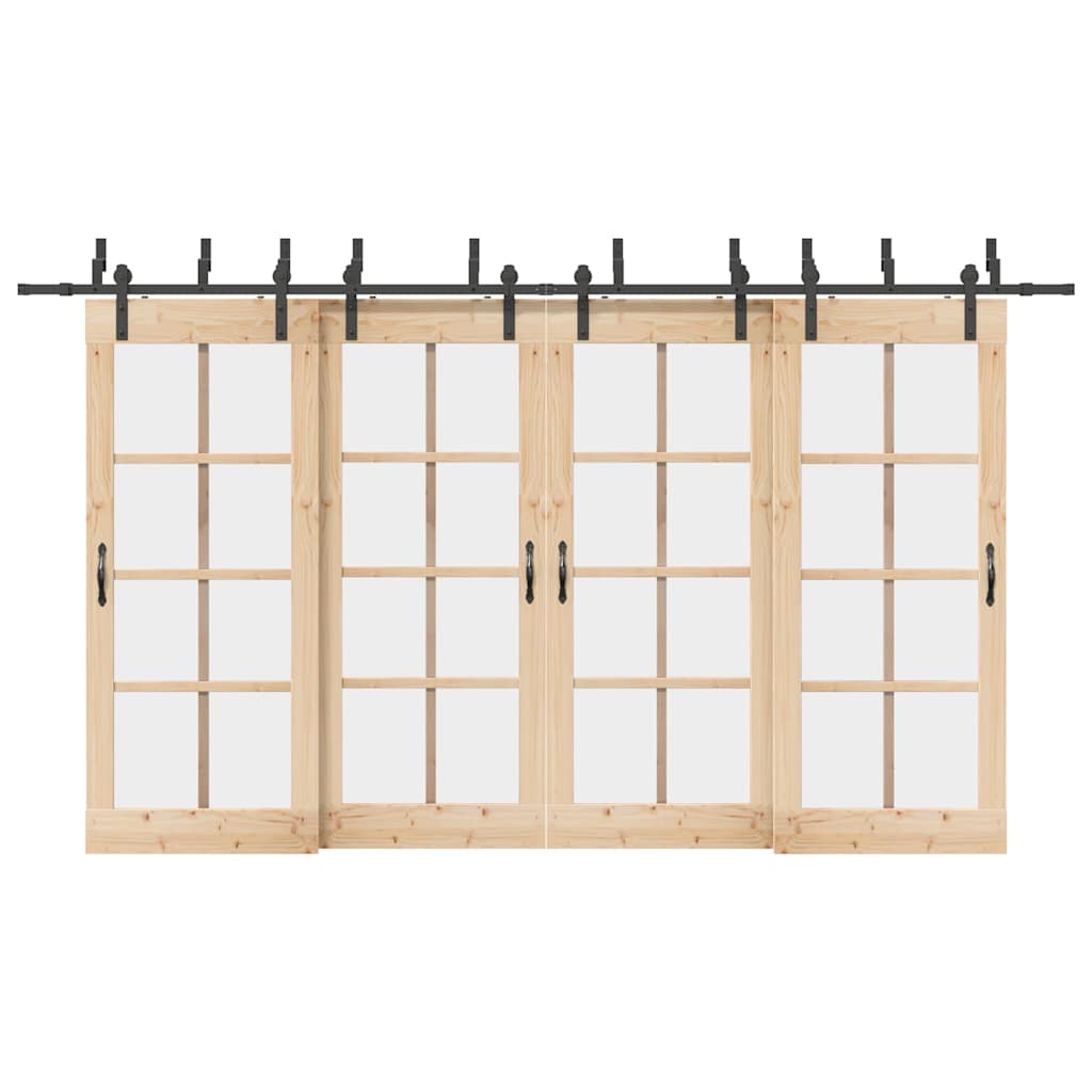 Schiebetürbeschlag-Set 213,5 Cm Stahl Schwarz