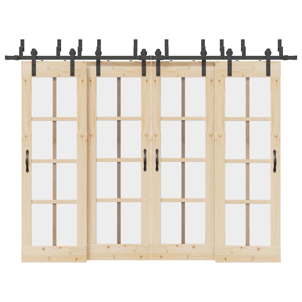 Schiebetürbeschlag-Set 213,5 Cm Stahl Schwarz
