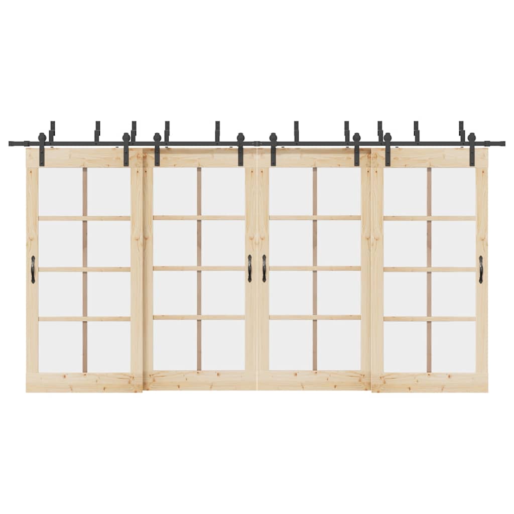 Schiebetürbeschlag-Set 213,5 Cm Stahl Schwarz