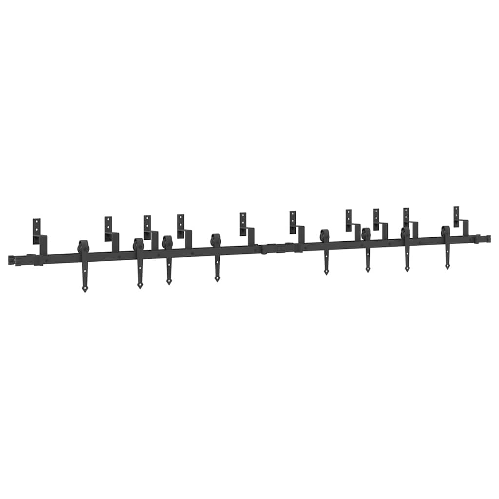 Schiebetürbeschlag-Set 305 Cm Stahl Schwarz