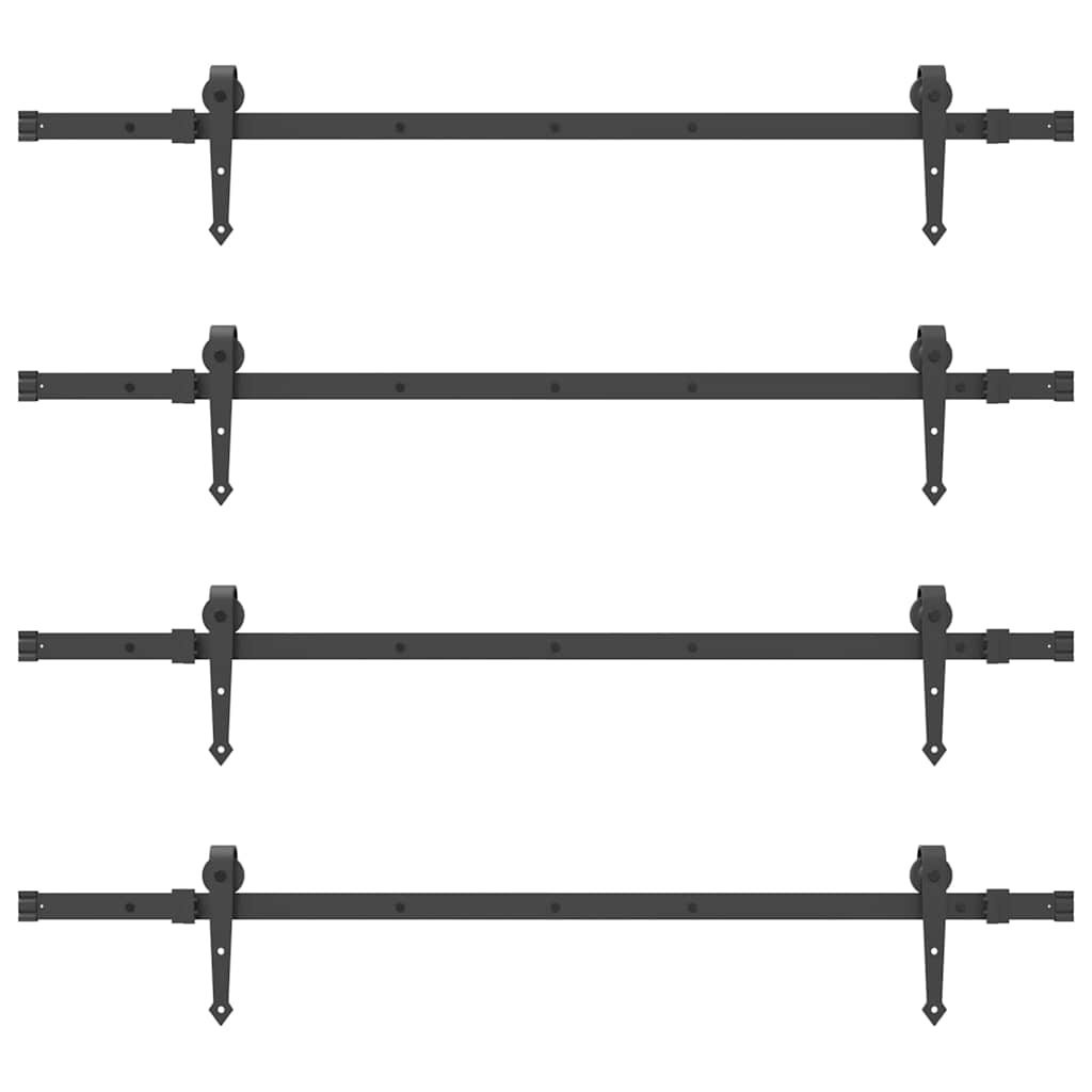 Schiebetürbeschlag-Set 305 Cm Stahl Schwarz