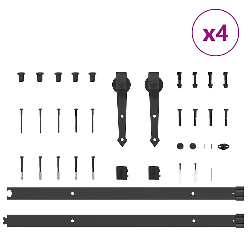 Schiebetürbeschlag-Set 305 Cm Stahl Schwarz