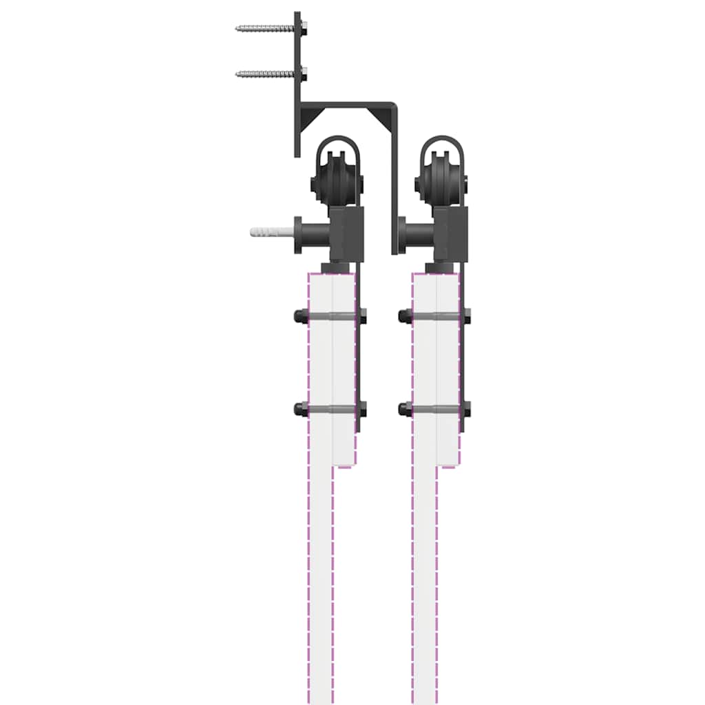Schiebetürbeschlag-Set 305 Cm Stahl Schwarz