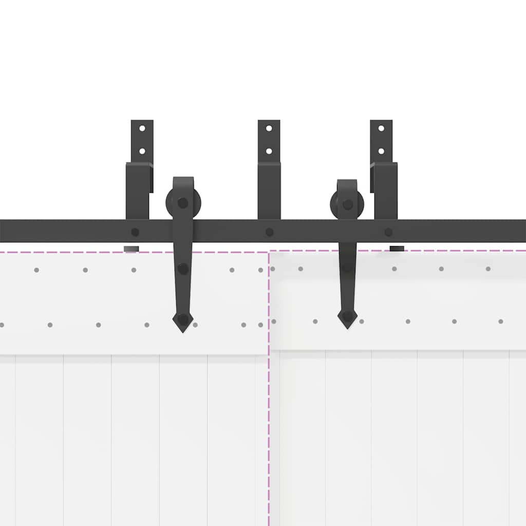 Schiebetürbeschlag-Set 305 Cm Stahl Schwarz