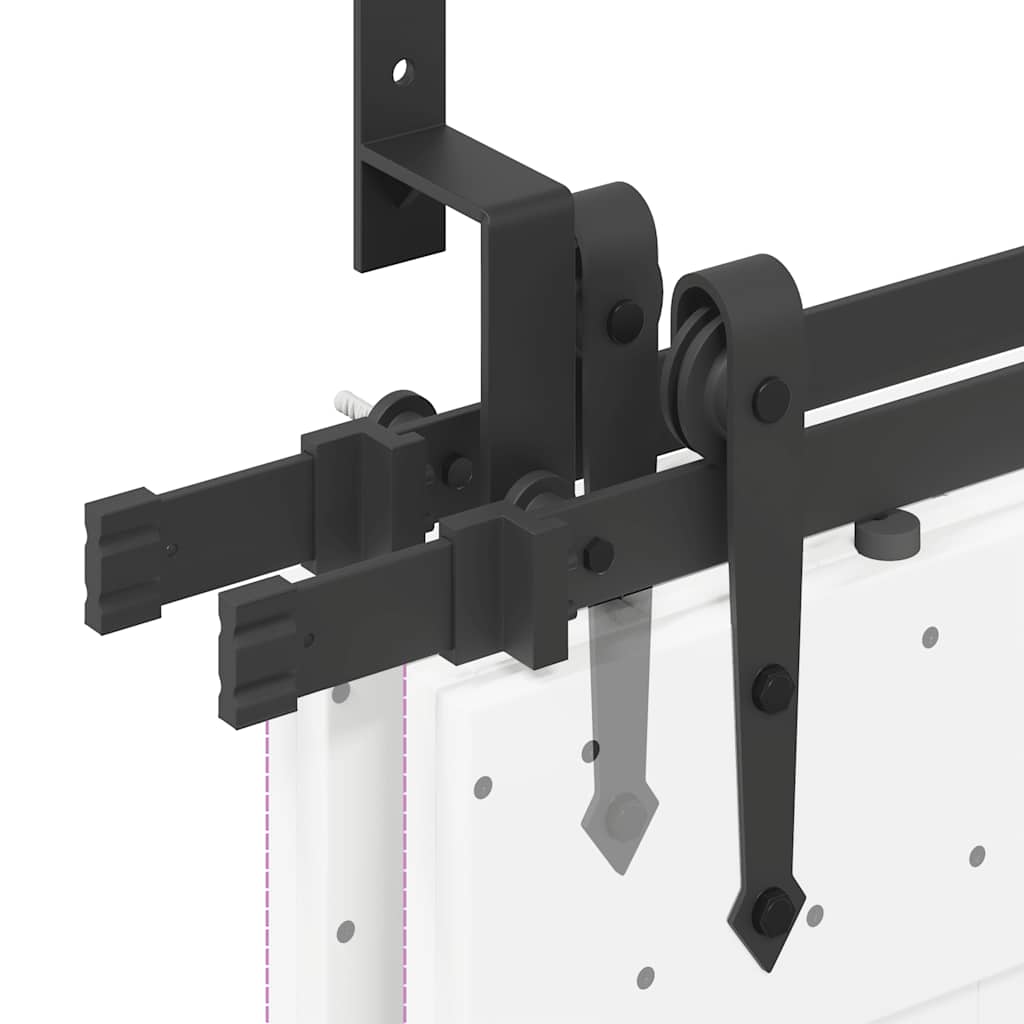 Schiebetürbeschlag-Set 305 Cm Stahl Schwarz