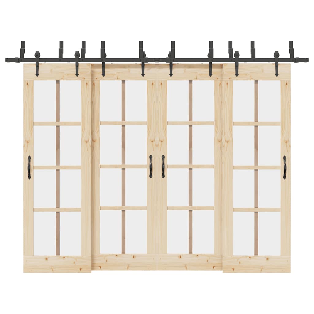 Schiebetürbeschlag-Set 305 Cm Stahl Schwarz