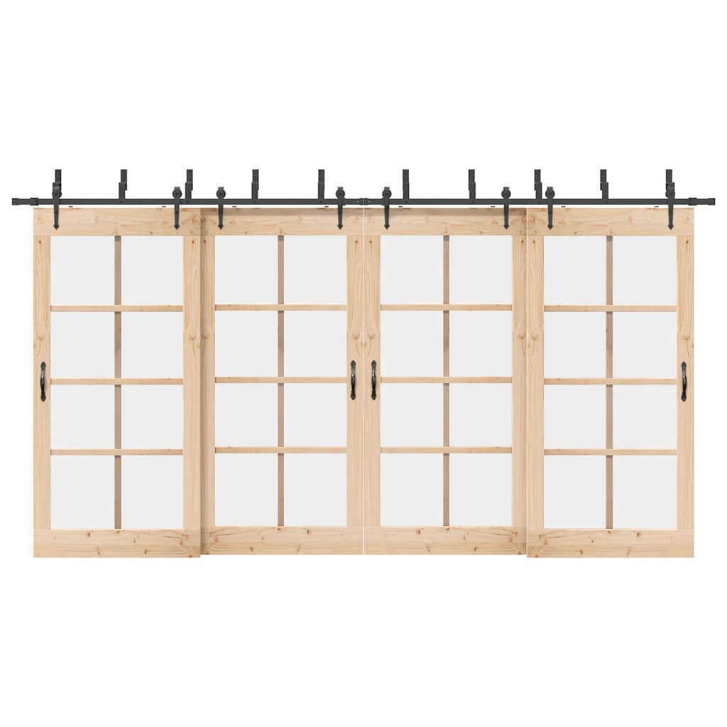 Schiebetürbeschlag-Set 305 Cm Stahl Schwarz