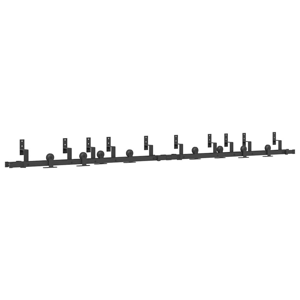 Schiebetürbeschlag-Set 305 Cm Stahl Schwarz