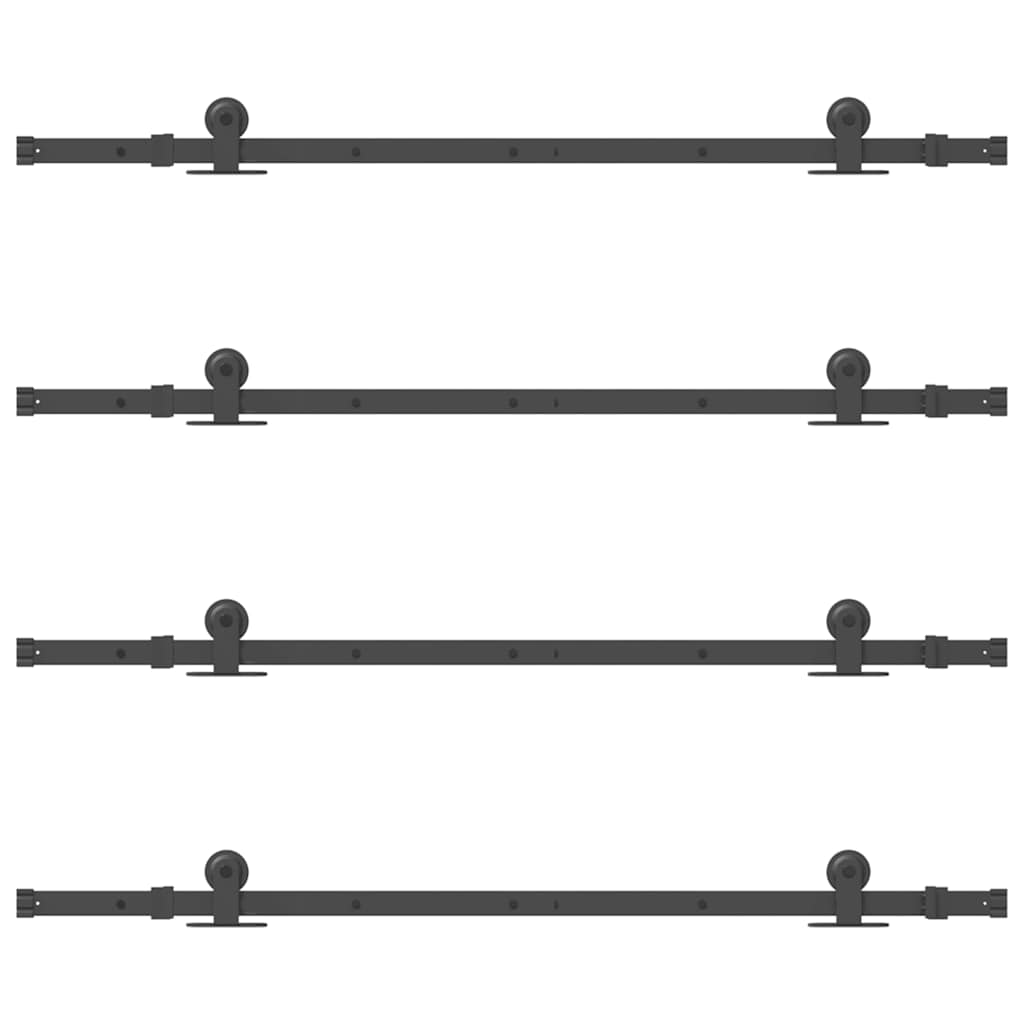 Schiebetürbeschlag-Set 305 Cm Stahl Schwarz