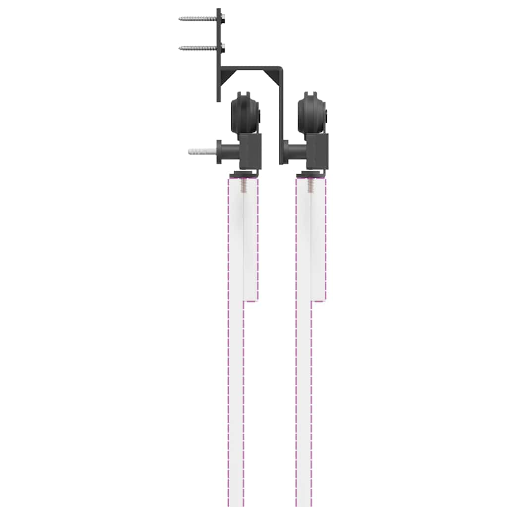 Schiebetürbeschlag-Set 305 Cm Stahl Schwarz
