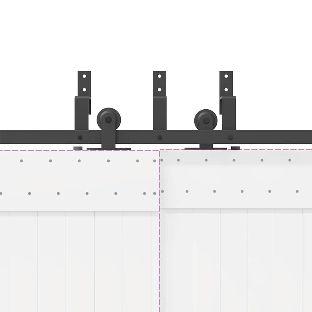 Schiebetürbeschlag-Set 305 Cm Stahl Schwarz