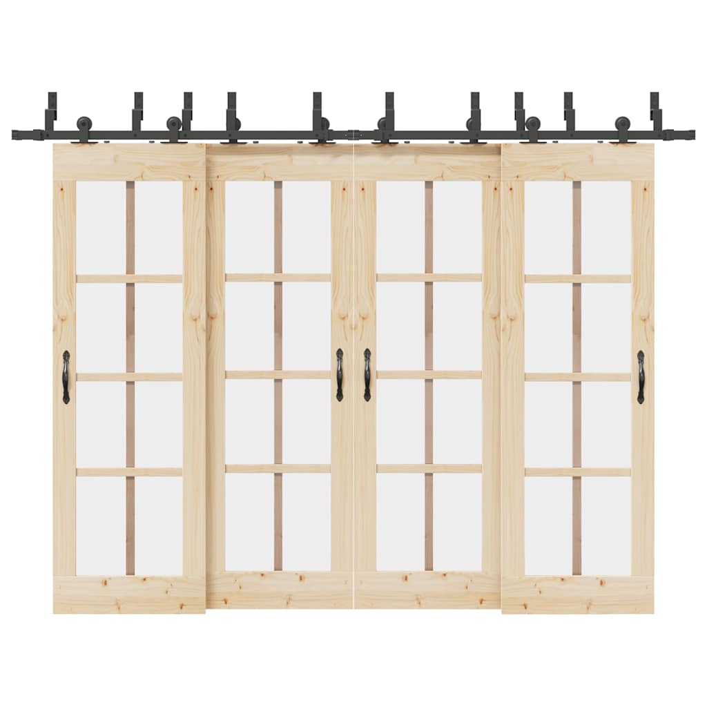 Schiebetürbeschlag-Set 305 Cm Stahl Schwarz