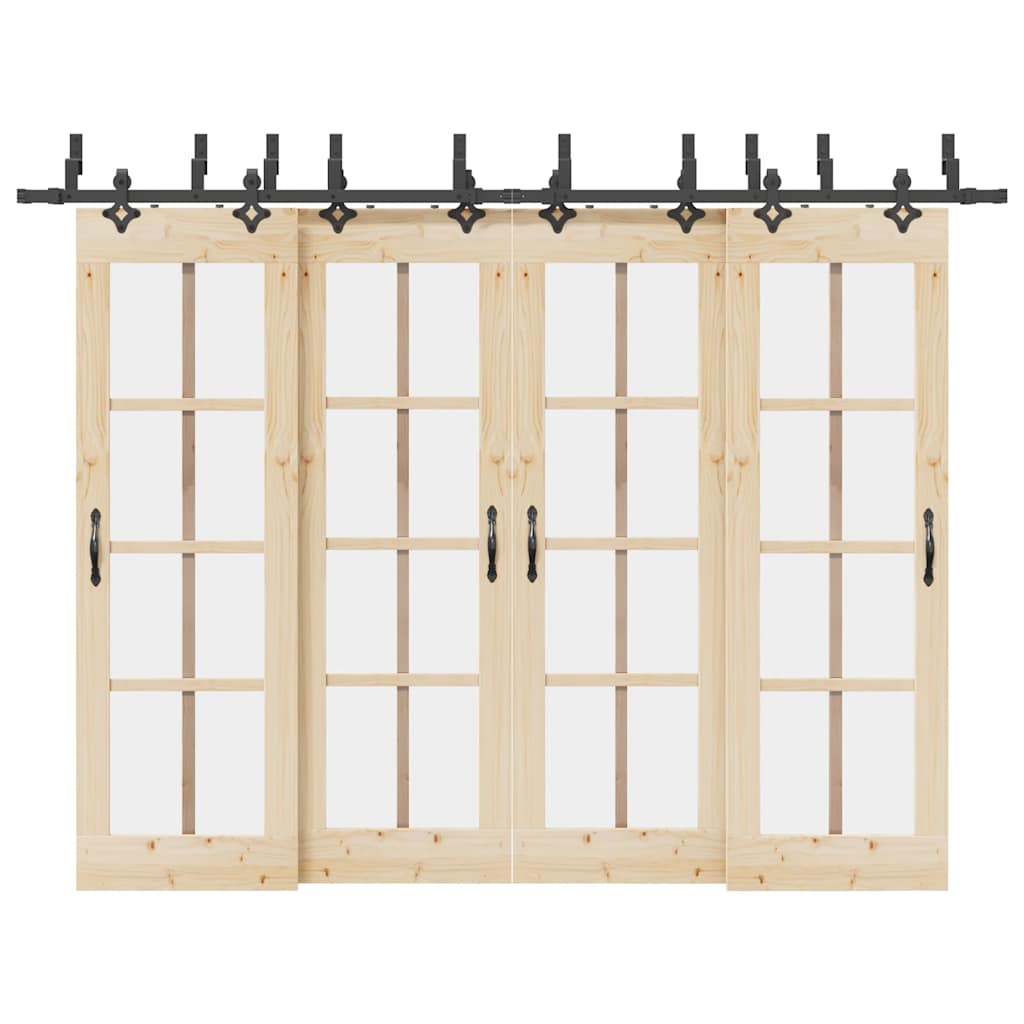Schiebetürbeschlag-Set 213,5 Cm Stahl Schwarz