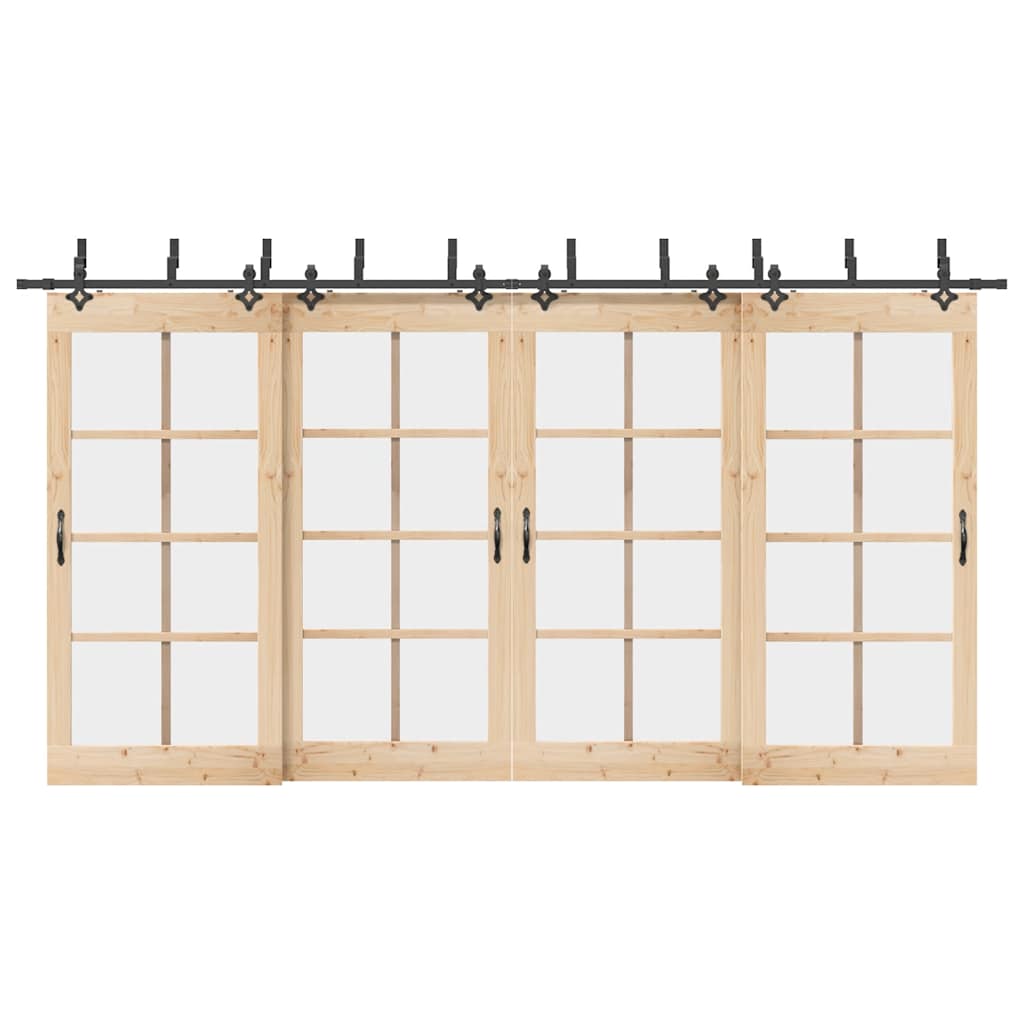 Schiebetürbeschlag-Set 213,5 Cm Stahl Schwarz