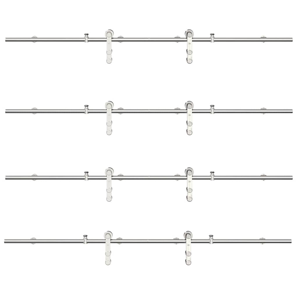 Schiebetür-Beschlagsatz 400 Cm Edelstahl Silbern
