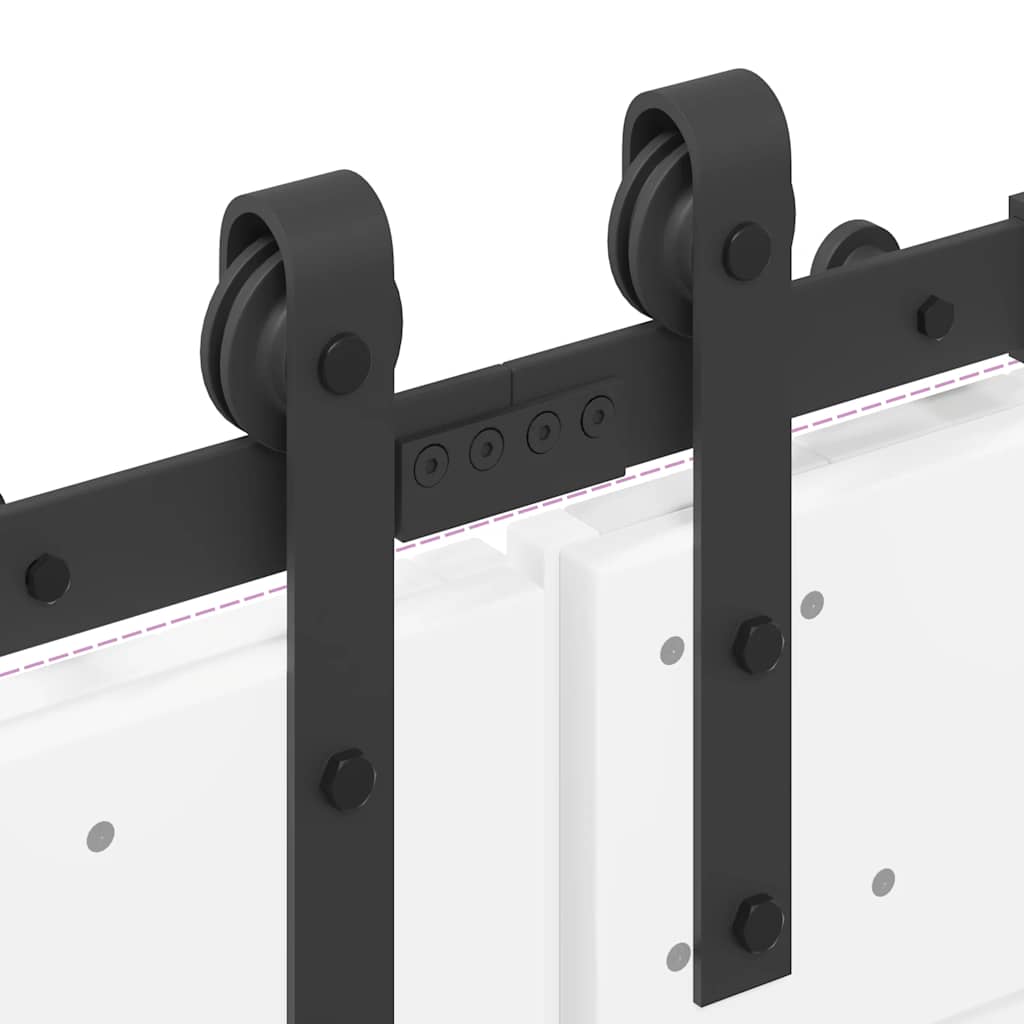 Schiebetürbeschlag-Set 427 Cm Stahl Schwarz