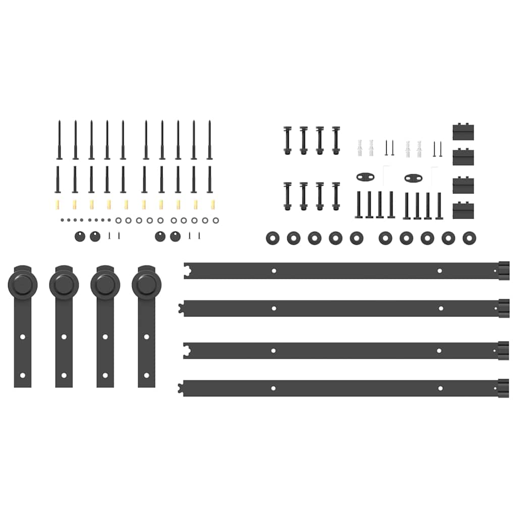 Schiebetürbeschlag-Set 305 Cm Stahl Schwarz
