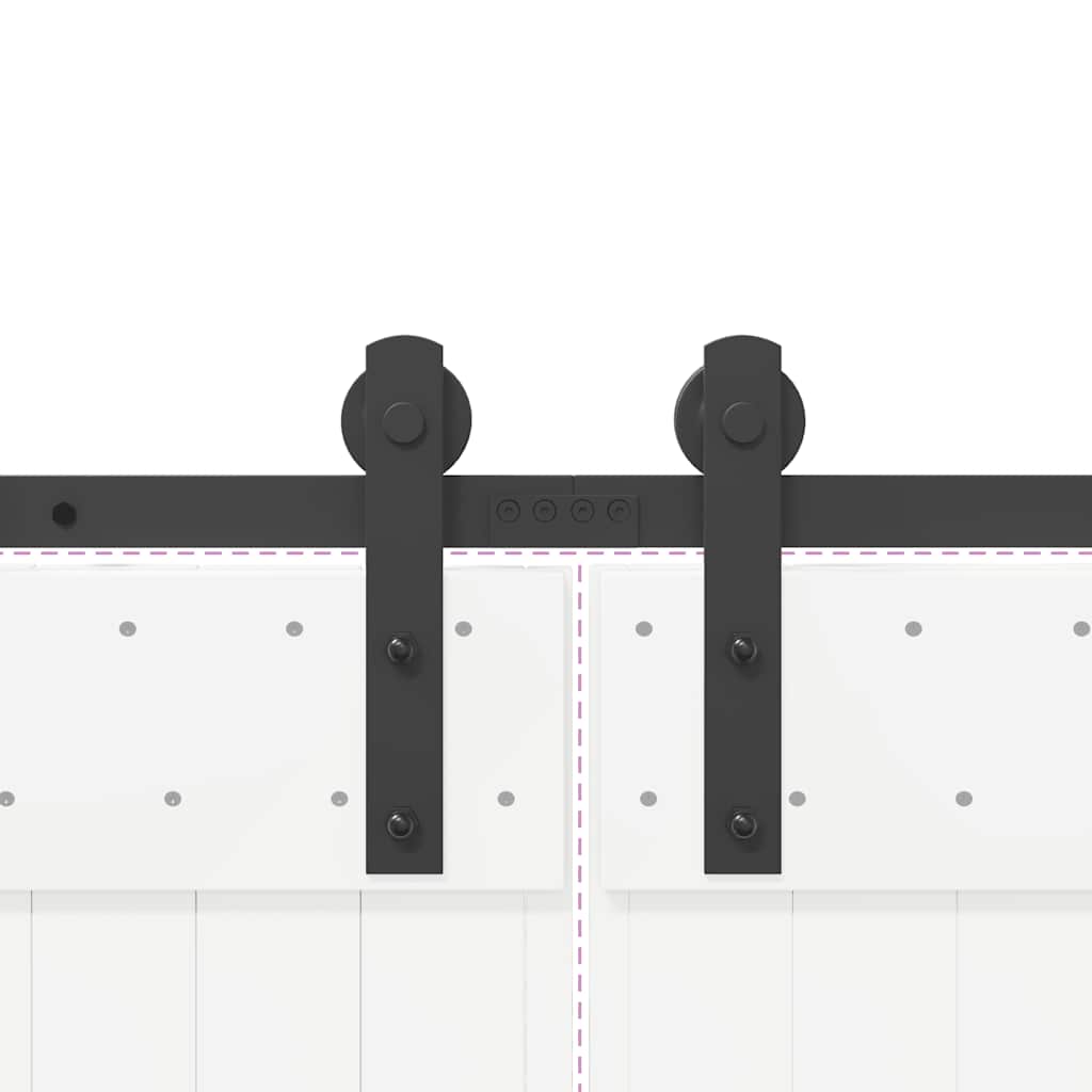 Schiebetürbeschlag-Set 305 Cm Stahl Schwarz