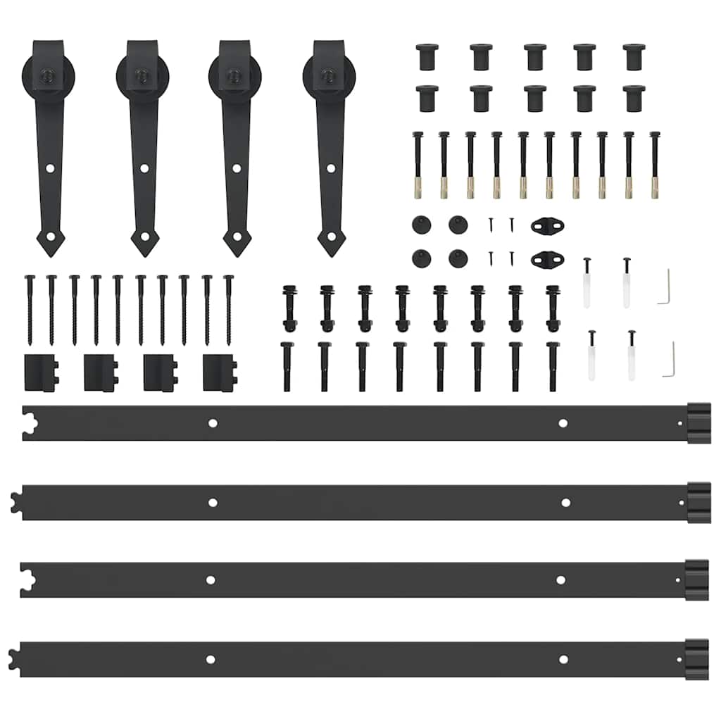 Schiebetürbeschlag-Set 305 Cm Stahl Schwarz