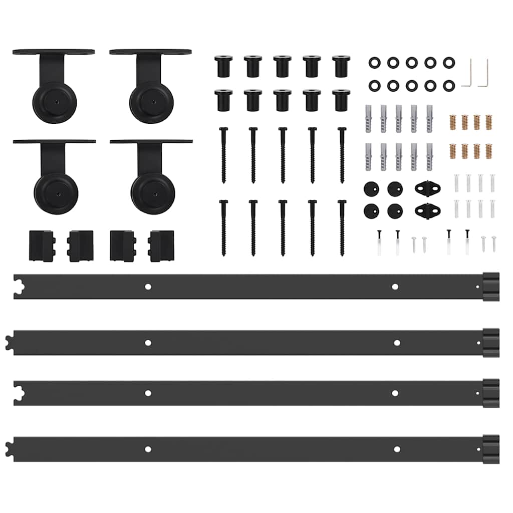 Schiebetürbeschlag-Set 305 Cm Stahl Schwarz
