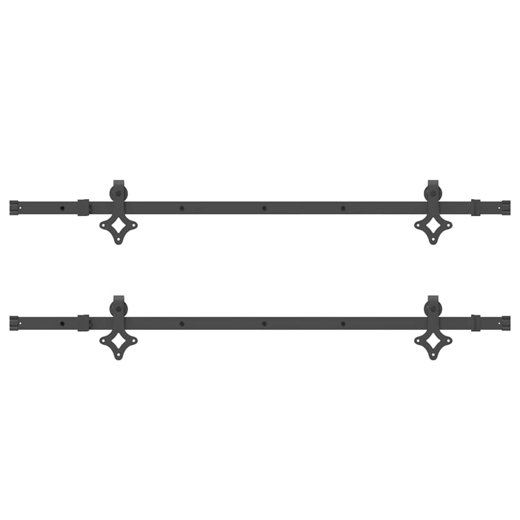 Schiebetürbeschlag-Set 305 Cm Stahl Schwarz