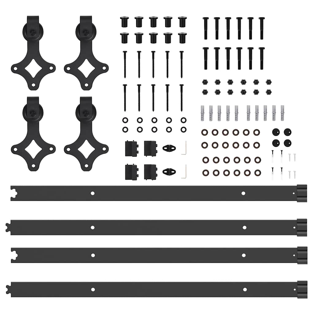 Schiebetürbeschlag-Set 305 Cm Stahl Schwarz