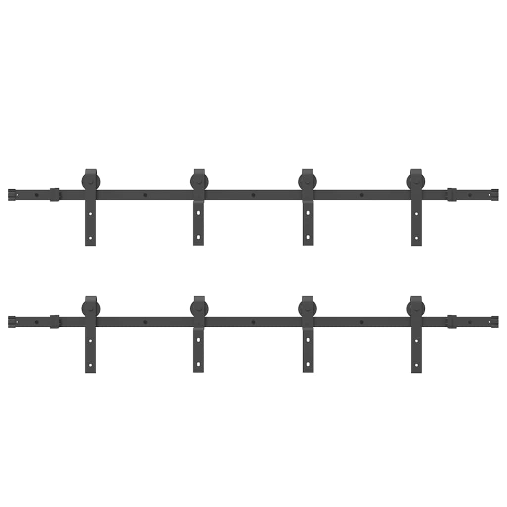 Schiebetürbeschlag-Set 366 Cm Stahl Schwarz