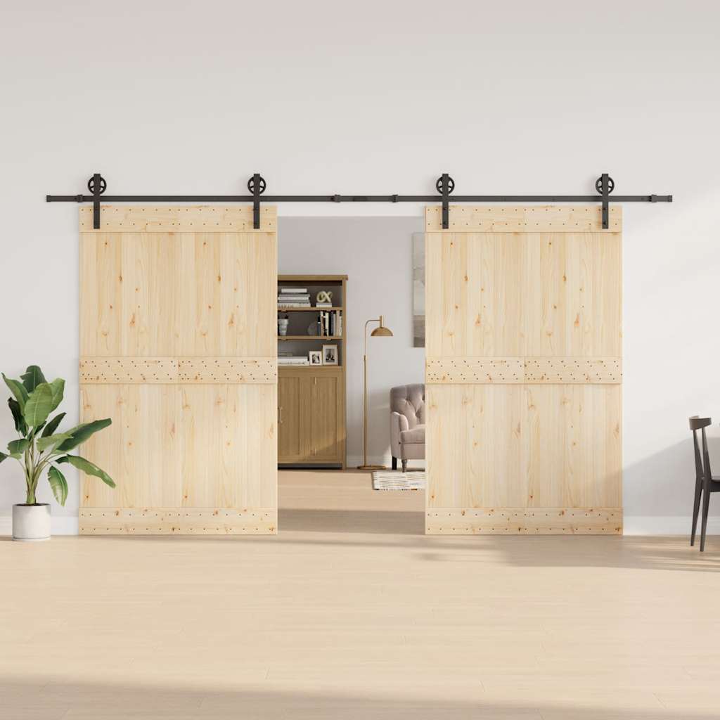 Schiebetürbeschlag-Set 400 Cm Stahl Schwarz