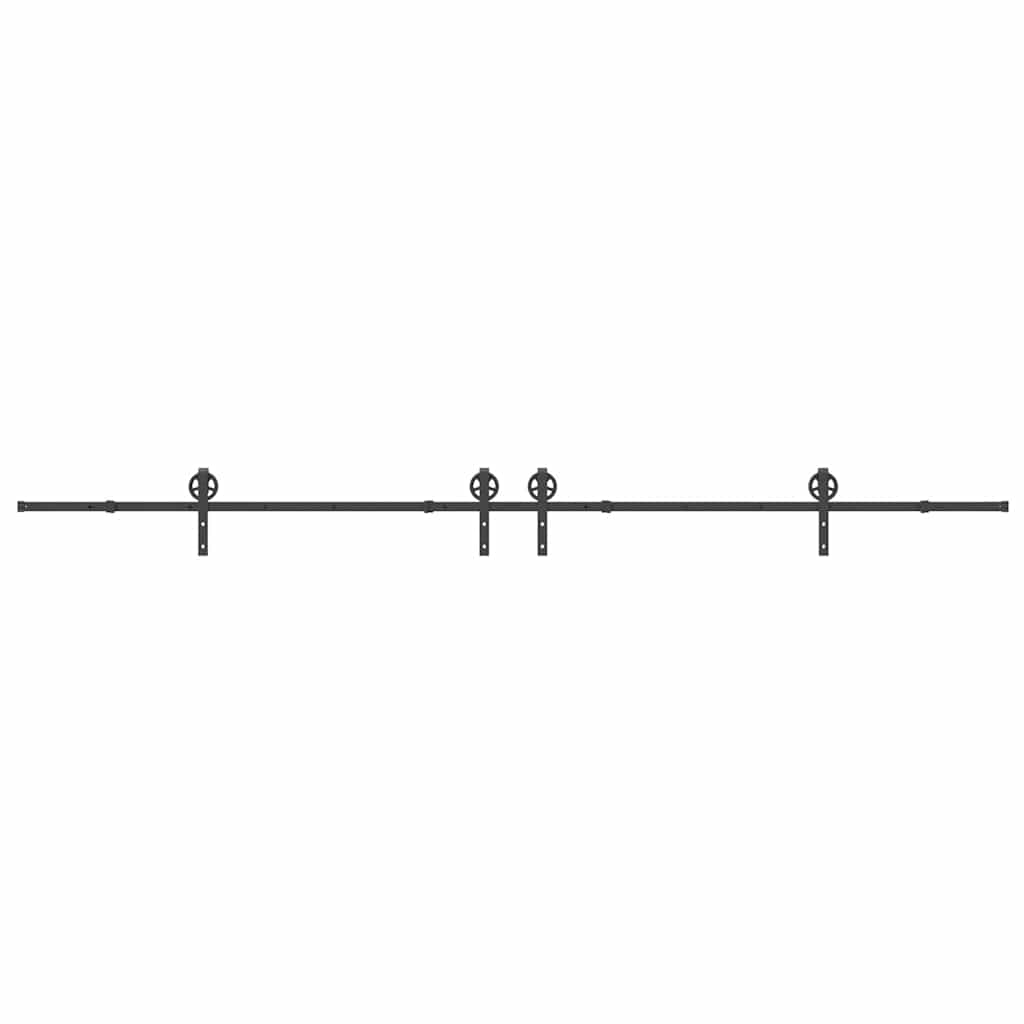 Schiebetürbeschlag-Set 400 Cm Stahl Schwarz